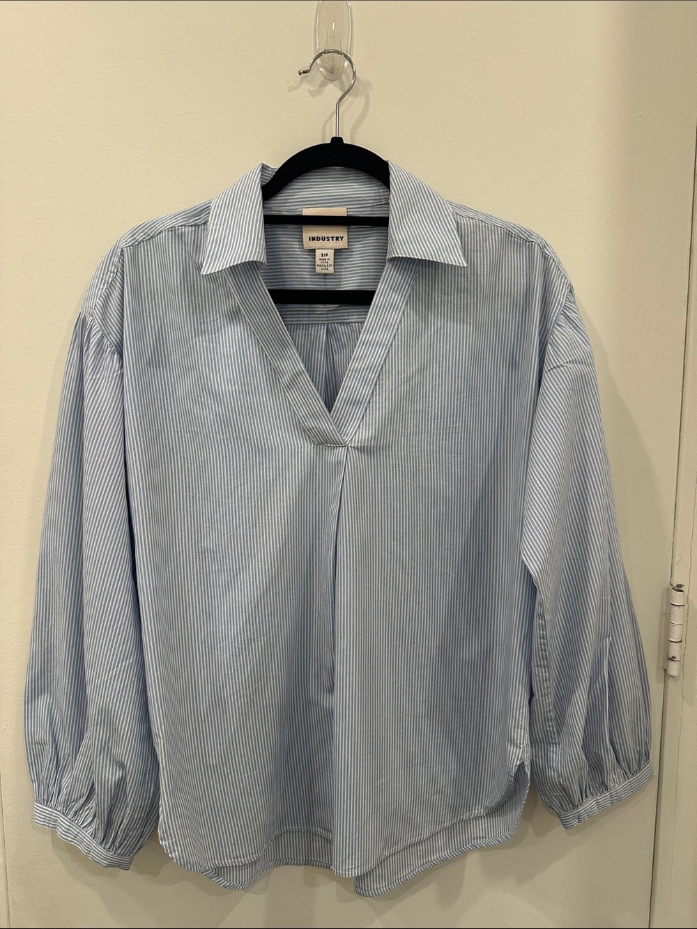 Industry Blue Pinstripe V-Neck Blouse